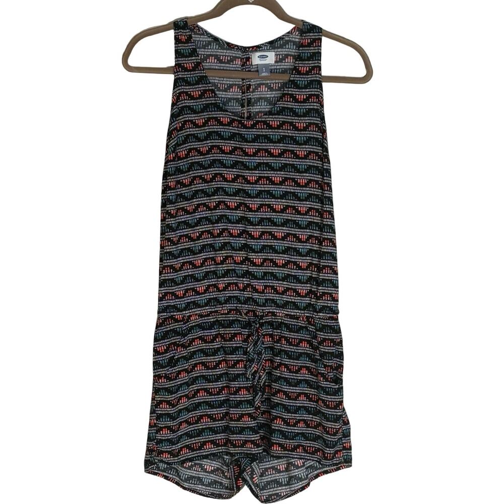 Old Navy Multicolor Geometric Print Tank Romper Women’s Small Pockets